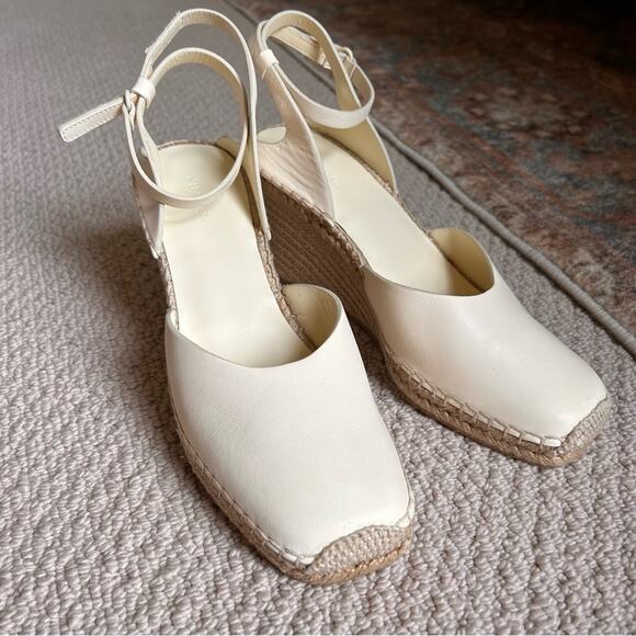 Vince Cecilia Leather Espadrille Wedge in Marble Cream size 9.5 - Picture 2 of 14